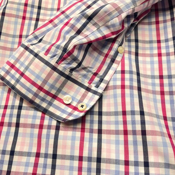 Banana Republic Mens L Camden Fit Plaid Shirt western preppy Red/Blue/White - Picture 8 of 11